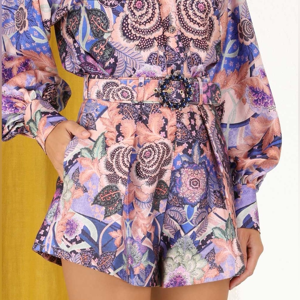 Zimmermann Celestial Belted Silk Shorts 2/M